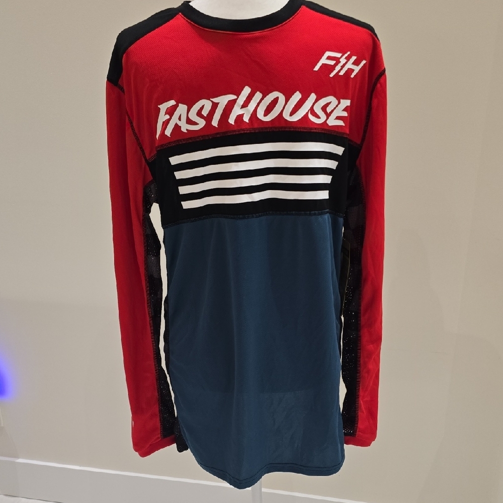 Long Sleeve Shirt - Red and Blue With White Strips